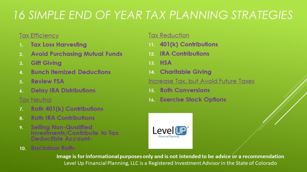 16 Simple Year-End Tax Planning Strategies (2018) * Level Up Financial